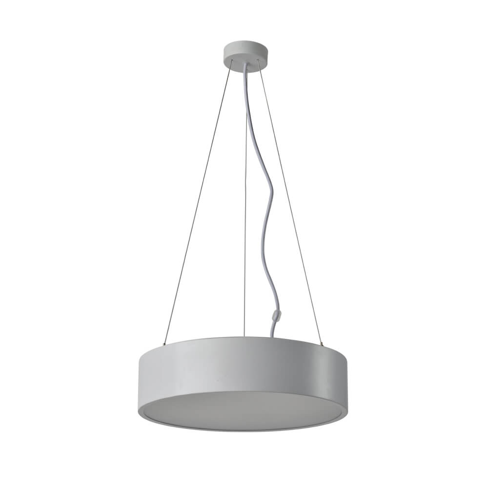 Modern Halcon Round LED Pendant Light in white finish, available in multiple sizes with direct/indirect lighting options for versatile room use.